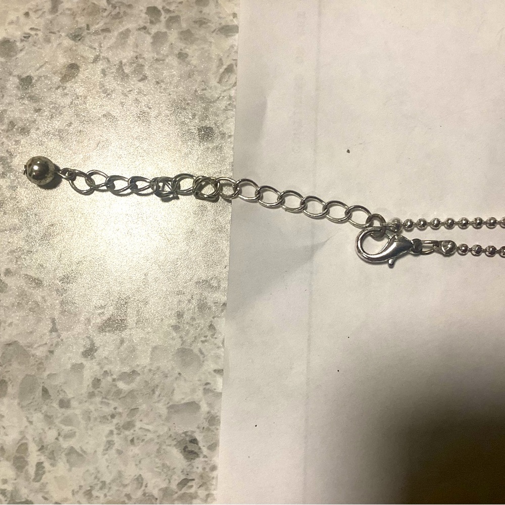 Sterling silver bead chain w/extender w/s925and amber charm that turns